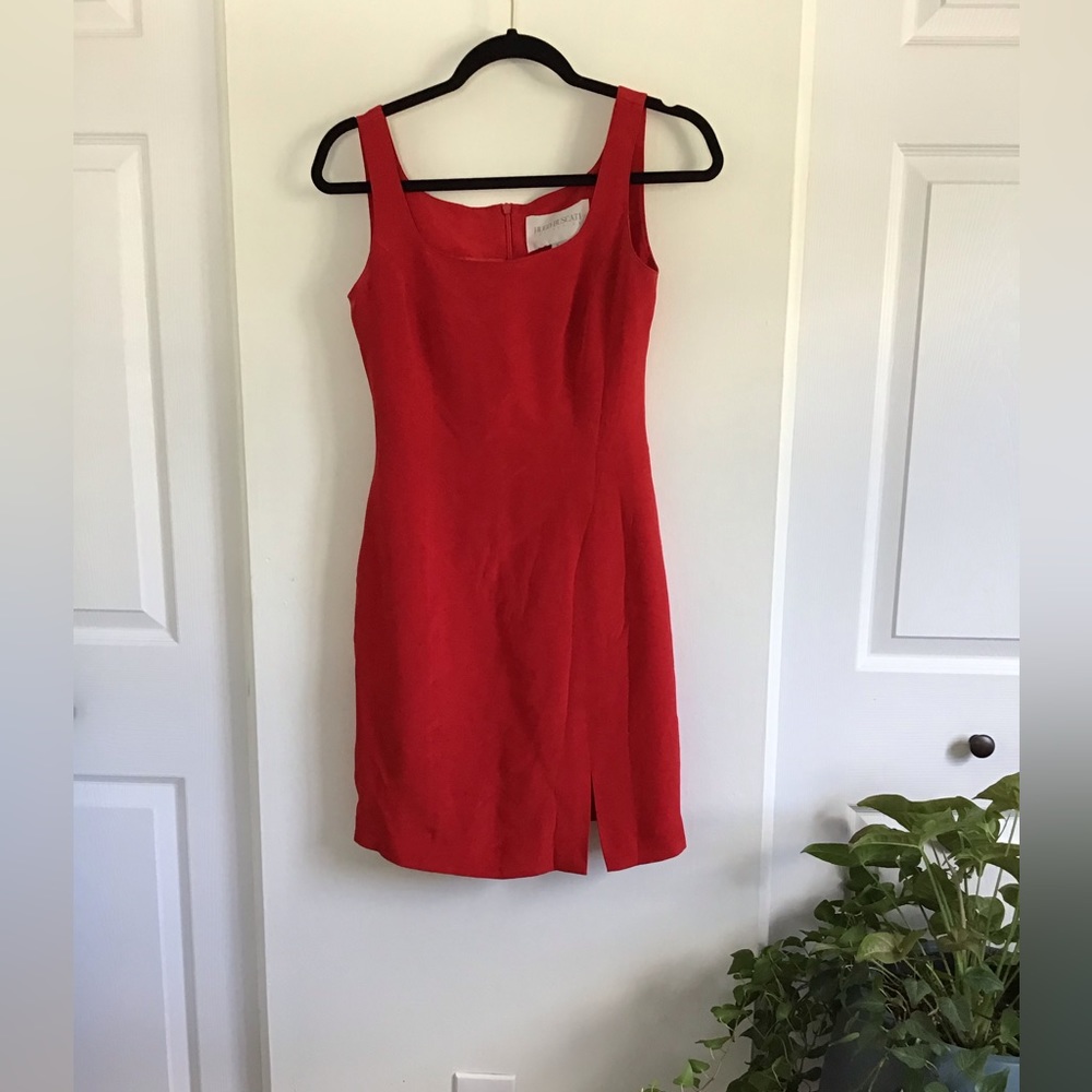 Hugo Buscati silk red dress - vintage 90s - mini/mid length - US 6